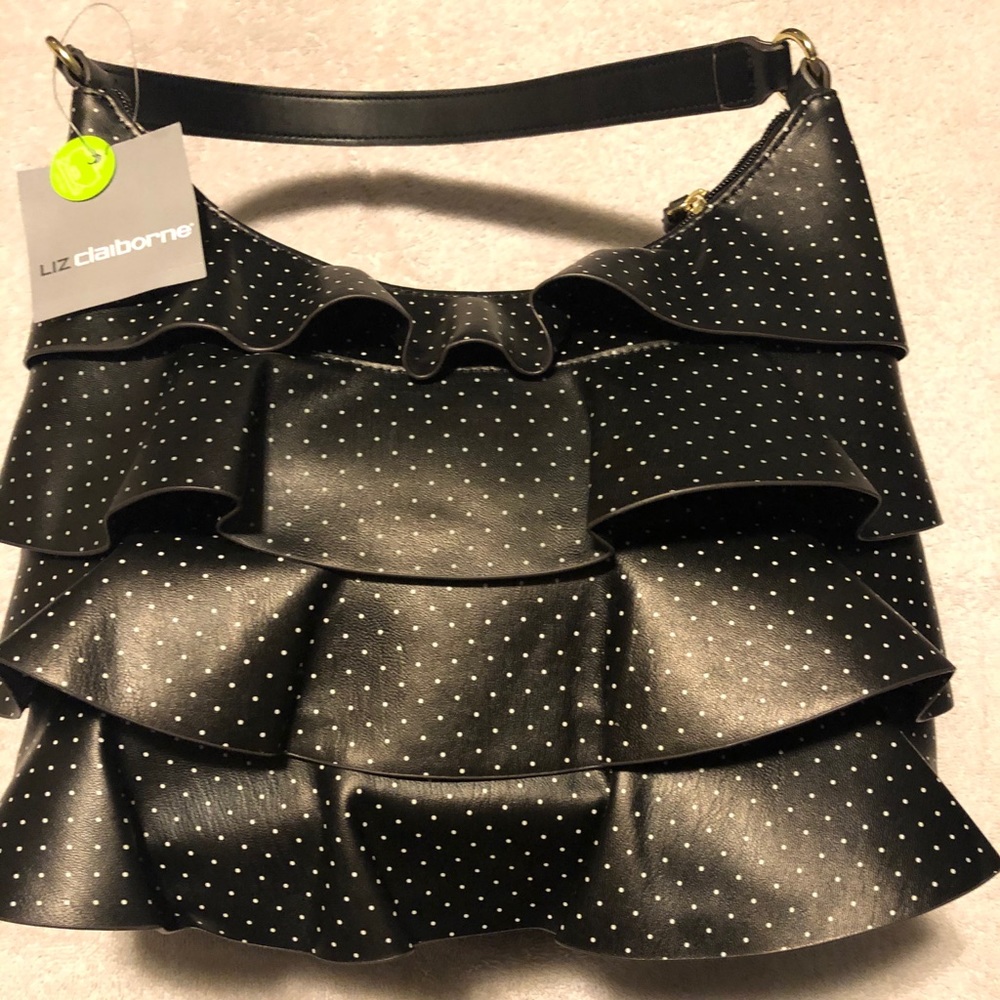 Liz Claiborne Ashelee Hobo Bag Black Polka Dot